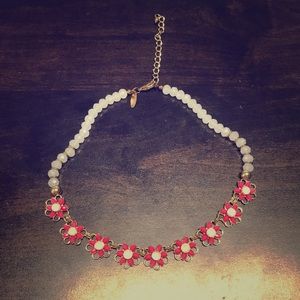 PINK, GOLD, &OPAQUE FLORAL NECKLACE